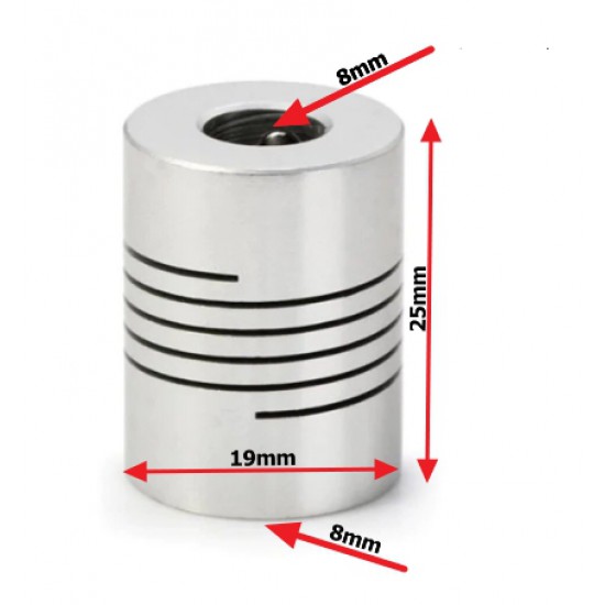 ขาย คัปปลิ้งมอเตอร์ Flexible Coupling 8*8*25mm ราคา 40.00 บาท ในไทย