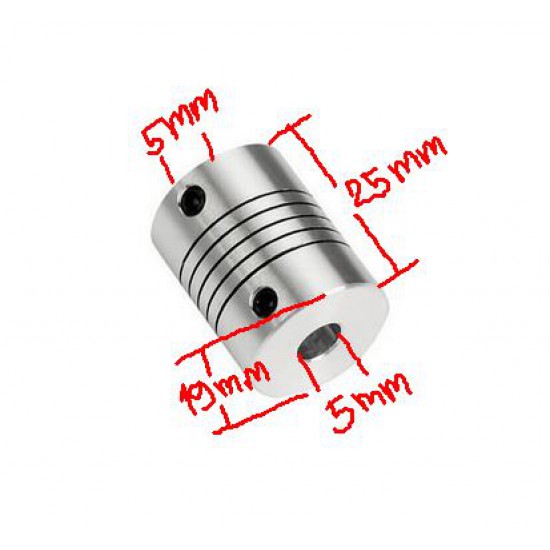 ขาย คัปปลิ้งมอเตอร์ Flexible Coupling 5*5*25mm ราคา 55.00 บาท ในไทย
