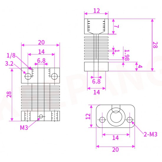 ขาย หัวฉีด(extruder) ender-3 / cr10 สำหรับ 3d printer ราคา 280.00 บาท ในไทย