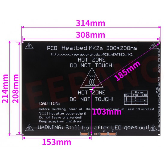 ขาย Heat Bed MK2a 200x300 mm สำหรับ 3d printer ราคา 620.00 บาท ในไทย