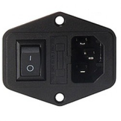 Male Power Socket ( ปลั๊กตัวเมีย )) 250V 10A (มี่ ฟิวส์ มีสวิตช์ในตัว)