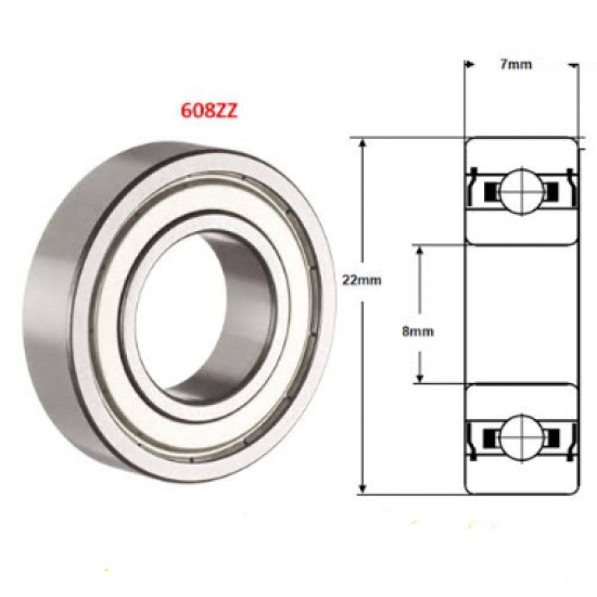 ขาย bearing (แบริ่ง) 608ZZ ราคา 10.00 บาท ในไทย