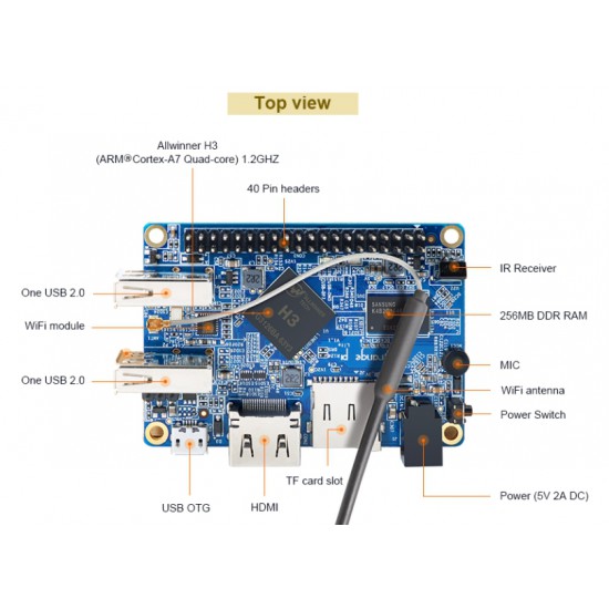 ขาย Orange Pi Lite 512MB DDR3 with Quad Core 1.2GHz WiFi ราคา 850.00 บาท ในไทย