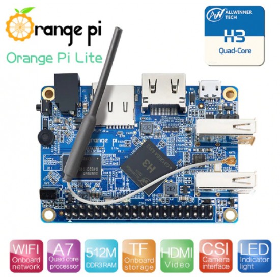 ขาย Orange Pi Lite 512MB DDR3 with Quad Core 1.2GHz WiFi ราคา 850.00 บาท ในไทย