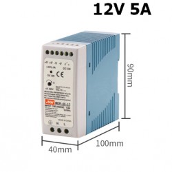 power supply DIN ใส่ตู้คอนโทรล  12V 5A  MDR-60-12