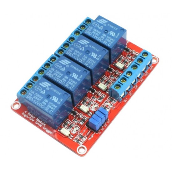 ขาย Relay (รีเลย์) module 4 Chanel 5VDC Active Hight/Low  ราคา 110.00 บาท ในไทย
