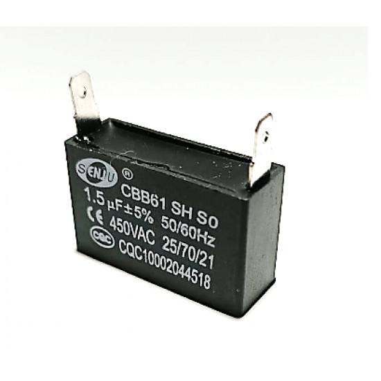 ขาย Capacitor (คาปาซิเตอร์) 1.5uf  450VAC พัดลม ราคา 20.00 บาท ในไทย