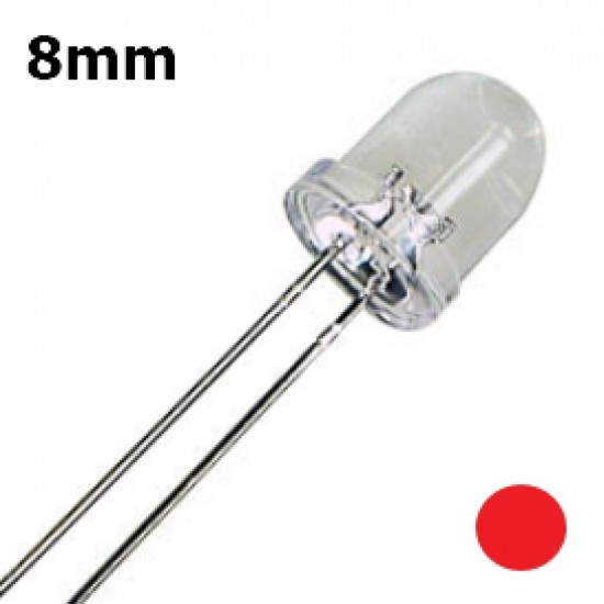 ขาย LED 8mm หลอดโปร่งใส แสงสีแดง ราคา 3.00 บาท ในไทย