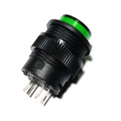 Button R16-503 สีเขียว (สวิตช์ปุ่มกด) กดติด กดดับ มีไฟแสดงสถานะ