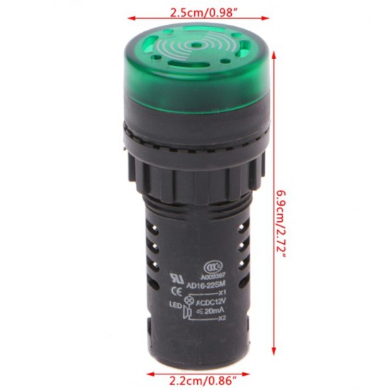 ขาย Buzzer AD16-22SM Green 24V AC/DC ราคา 48.00 บาท ในไทย