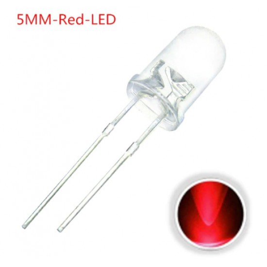 ขาย LED 5MM Transparent แสงสีแดง ราคา 1.50 บาท ในไทย