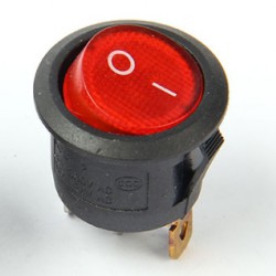 switch on/off KCD1 6A แบบกลม สีแดง (สวิตช์)