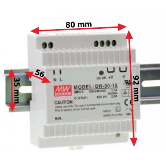 ขาย power supply DIN เกาะรางได้  12V 5A  DR-60-12 ราคา 350.00 บาท ในไทย