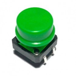 button tact switch 12x12x6 พร้อมฝาครอบ สีเขียว