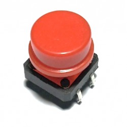 button tact switch 12x12x6 พร้อมฝาครอบ สีแดง