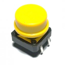 button tact switch 12x12x6 พร้อมฝาครอบ สีเหลือง