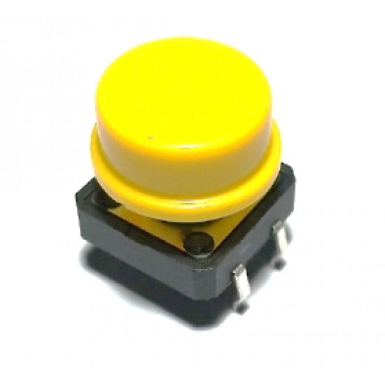 ขาย button tact switch 12x12x6 พร้อมฝาครอบ สีเหลือง ราคา 10.00 บาท ในไทย