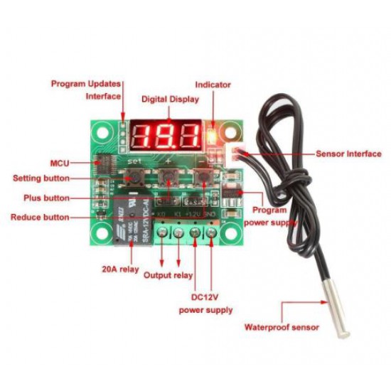 ขาย Temperature Controller ควบคุมอุณหภูมิ 12  VDC W1209  ราคา 90.00 บาท ในไทย