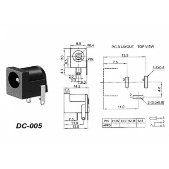 ขาย DC Power Jack Socket  5.5*2.1mm ราคา 5.00 บาท ในไทย