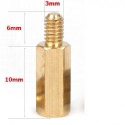 น็อตทองเหลือง M3 10+6 mm (Brass Nut)