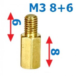 น็อตทองเหลือง M3 8+6 mm (Brass Nut)
