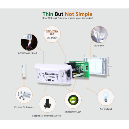 ขาย Sonoff Smart Wifi Controller ควบคุมอุปกรณ์ทางไกลด้วยโทรศัพท์มือถือ  ราคา 270.00 บาท ในไทย