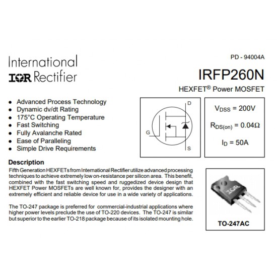ขาย IRFP260 ราคา 45.00 บาท ในไทย
