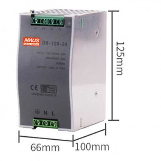ขาย power supply DIN ใส่รางได้  24V 5A  DR-120-24 ราคา 750.00 บาท ในไทย