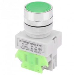 Push Button LAY37 NO/NC ∅22mm กดติด ปล่อยดับ ไม่ล็อค  สีเขียว ( สวิตช์ปุ่มกด )