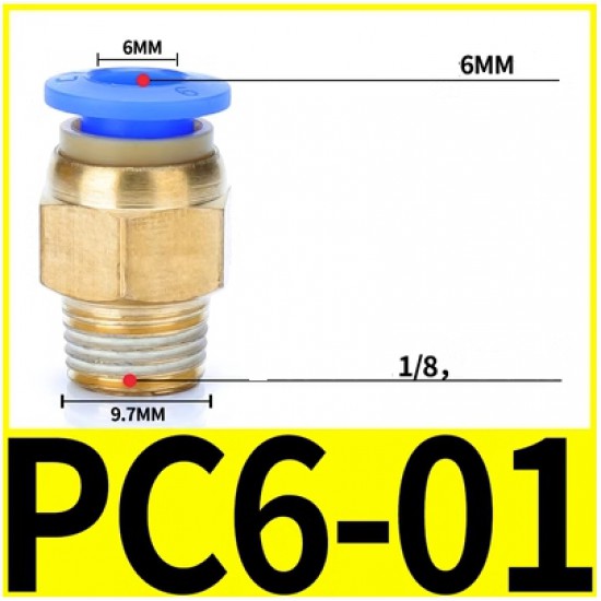 ขาย Fitting ข้อต่อลม 6mm 1/8"  PC6-01 ราคา 12.00 บาท ในไทย