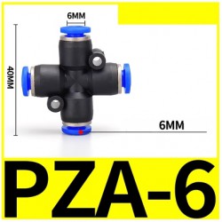 Fitting (ฟิตติ้ง) PZA-6 ข้อต่อลมสี่ทาง 6 mm นิวเมติกส์ 