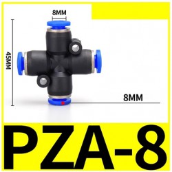 Fitting (ฟิตติ้ง) PZA-8 ข้อต่อลมสี่ทาง 8 mm นิวเมติกส์ 
