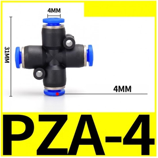 ขาย Fitting (ฟิตติ้ง) PZA4 ข้อต่อลมสี่ทาง 4 mm นิวเมติกส์  ราคา 10.00 บาท ในไทย