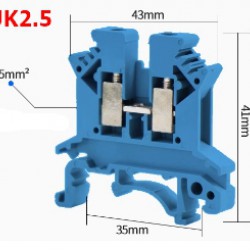 Terminal blocks UK-2.5B สำหรับเดินตู้คอนโทรล สีฟ้า