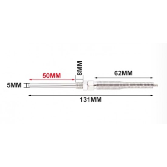 ขาย เทอร์โมคัปเปิล Type K M8 ยาว 3 เมตร Probe 50mm ราคา 150.00 บาท ในไทย